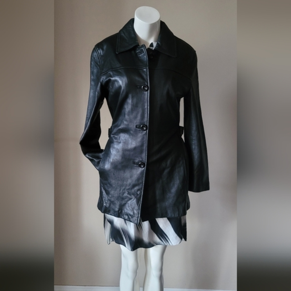 FM Canadian Italian Design Lamb Leather, Lady's Jacket, Trench Style, Btwn S/M.